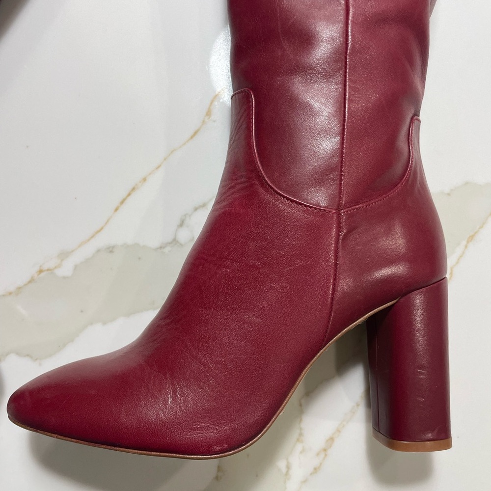 Zara burgundy leather boots - Picture 2 of 12